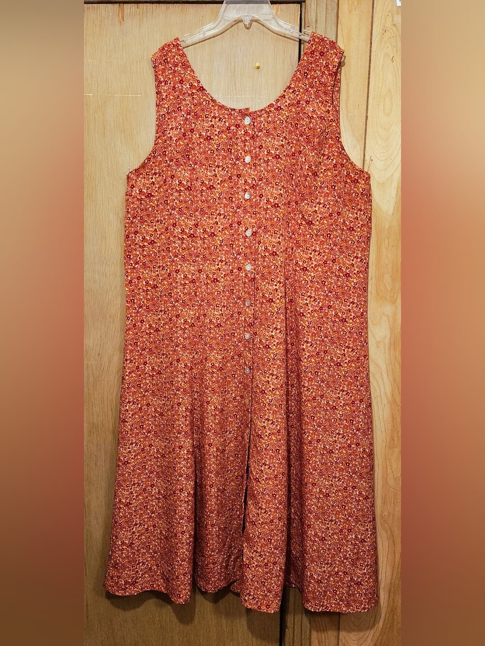 Vintage Y2K Rene Margo Dress Womens 24W Red Floral Sleeveless Shell Button Maxi